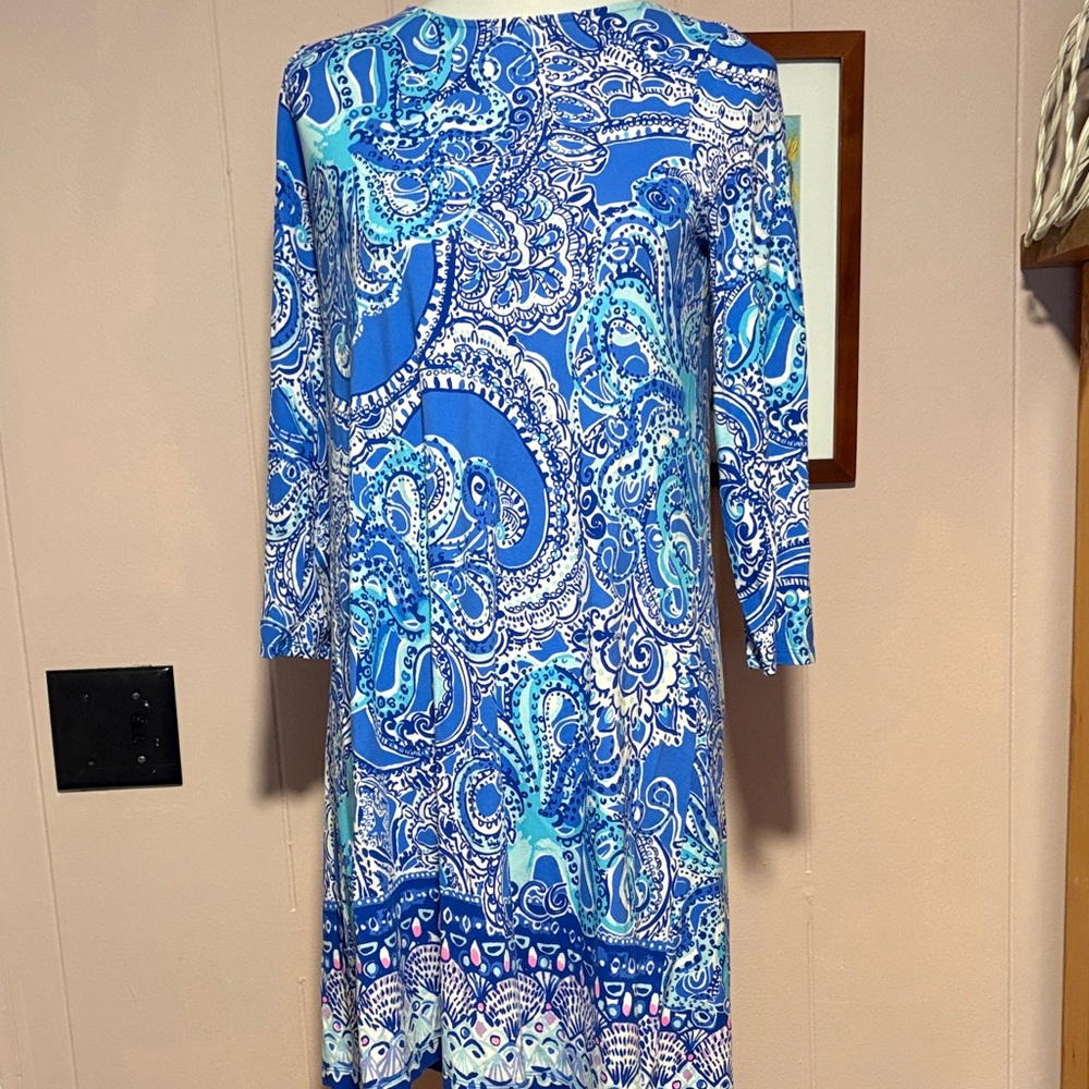 Lilly Pulitzer Vibrant Blue Paisley Long Sleeve Dress